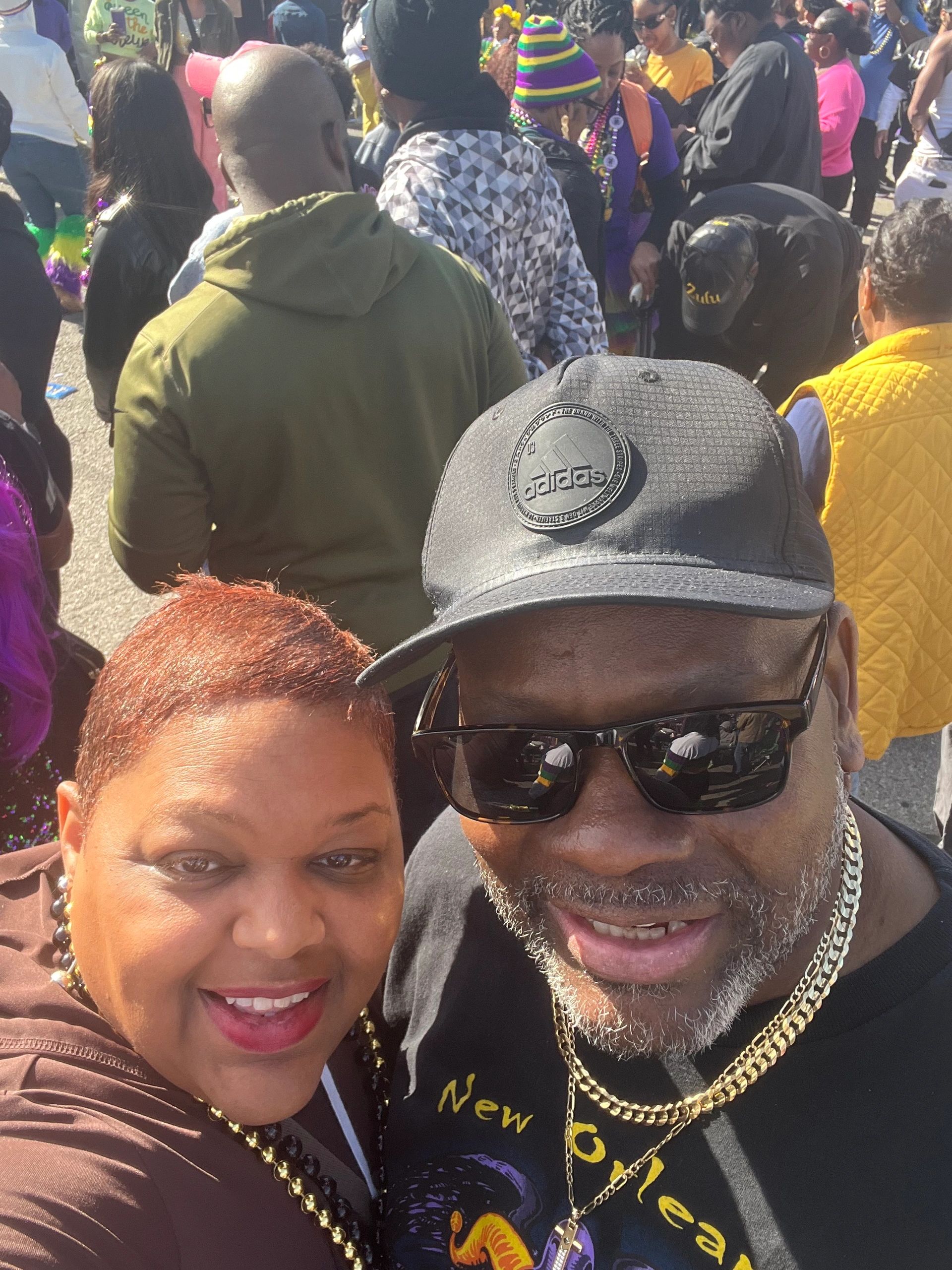 Mardi Gras celebration couple beads