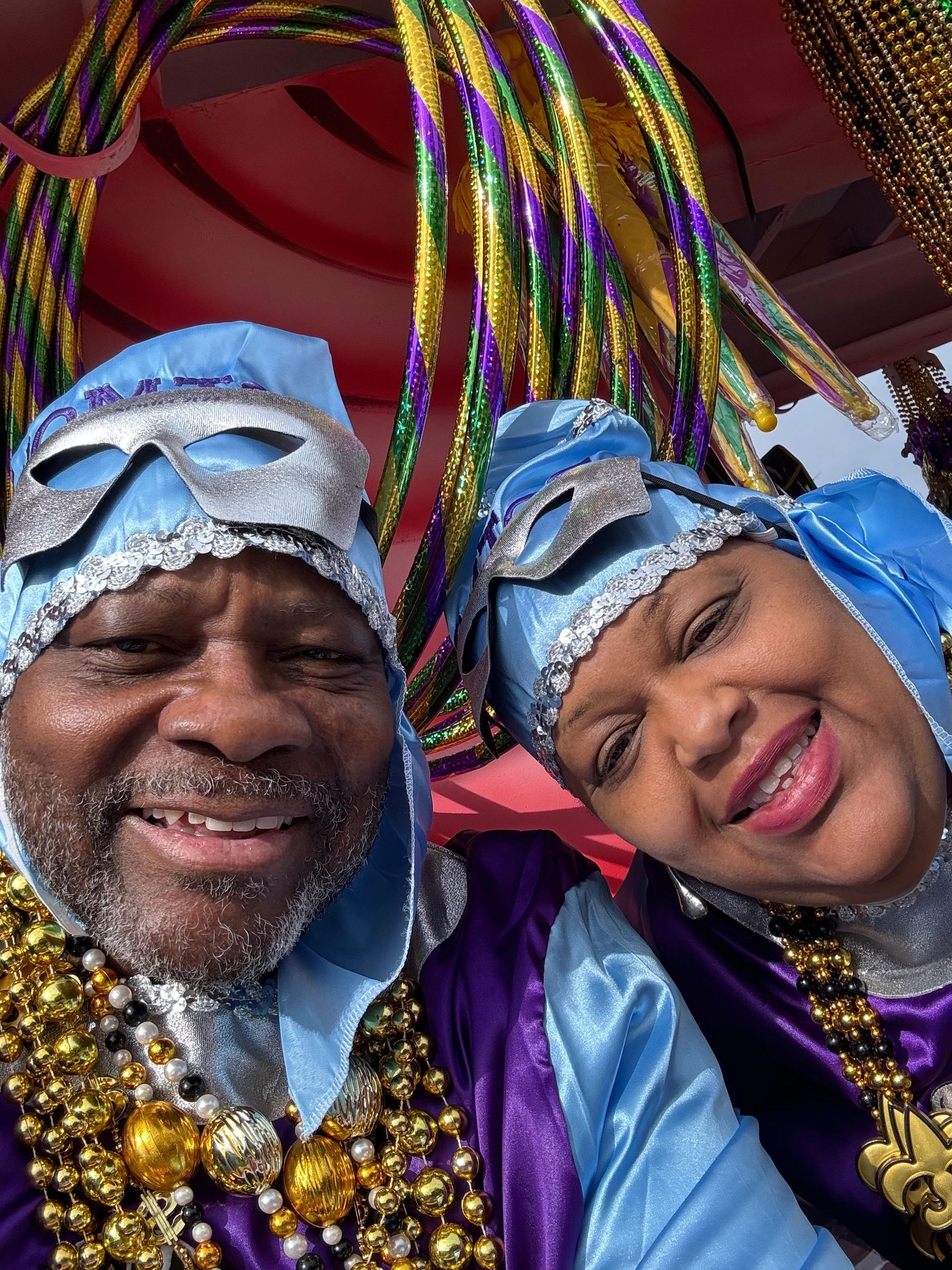 Mardi Gras masks costumes blue silver feathers
